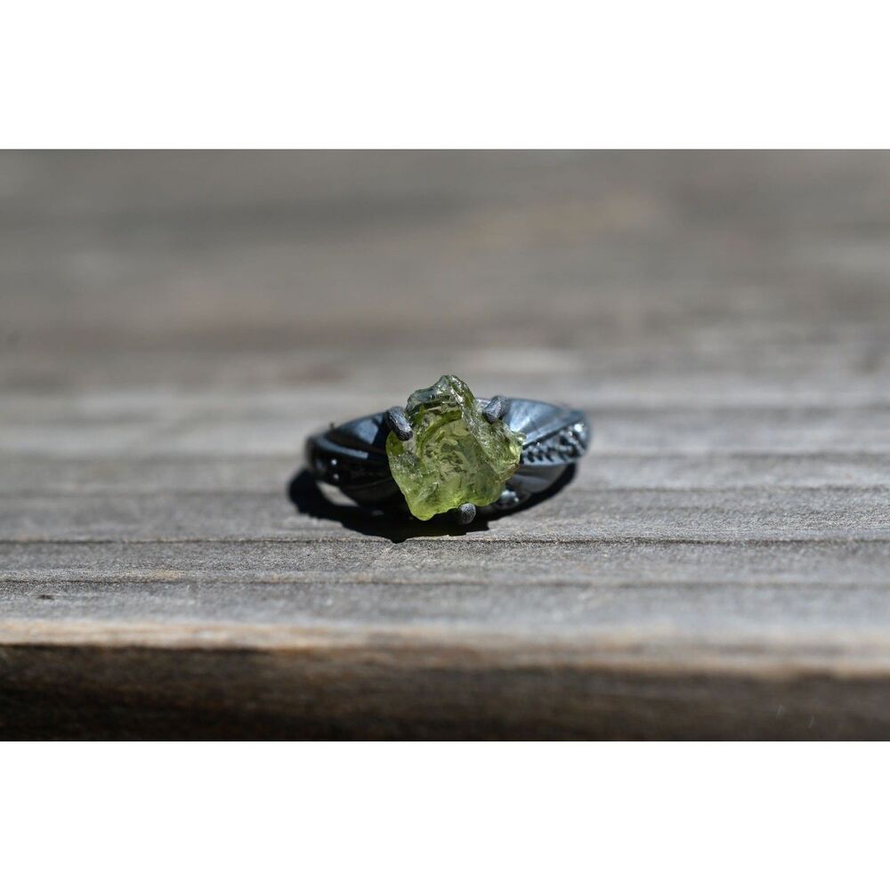 Peridot Ring, unique raw stone ring, natural gemstone ring, anniversary ring